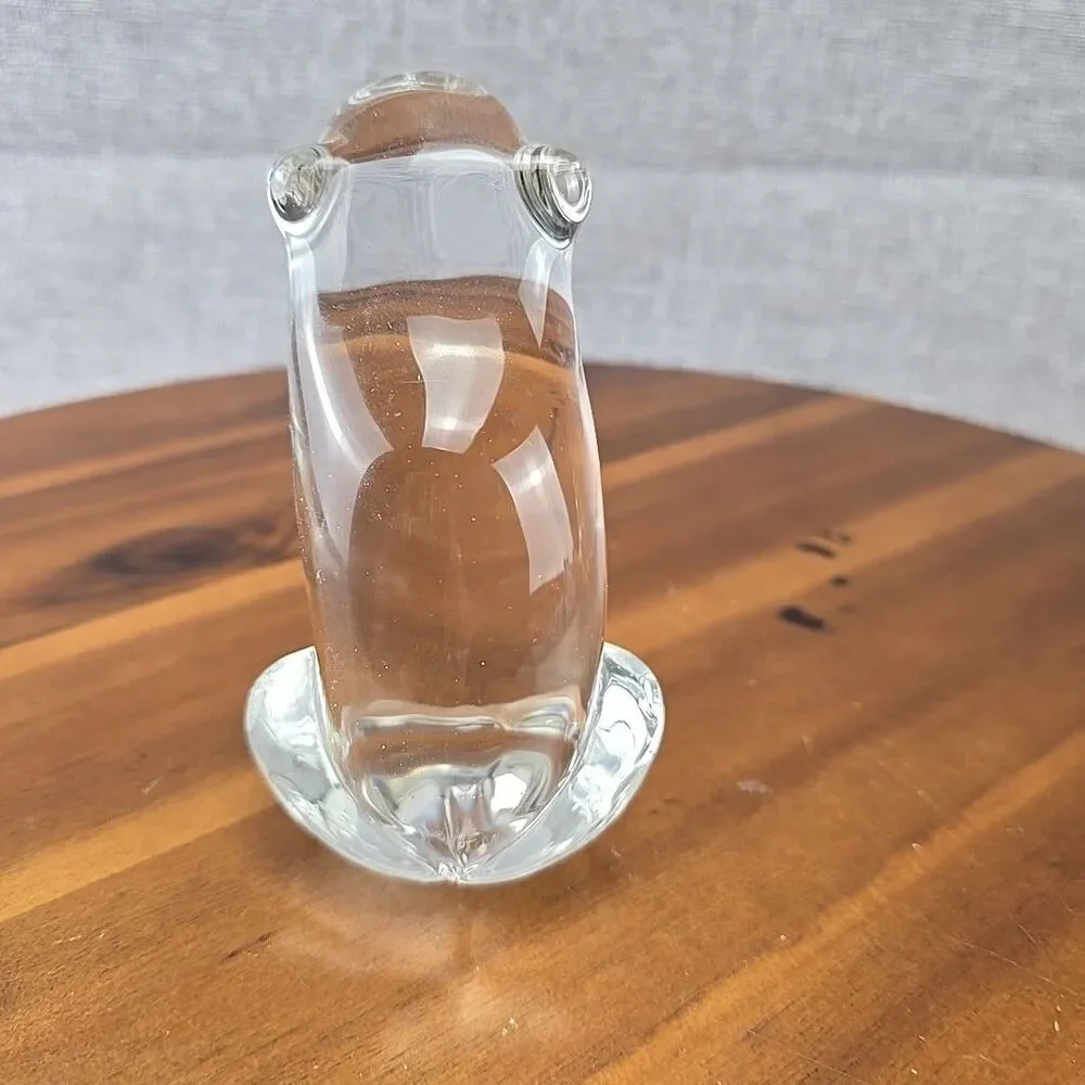 Vintage FM Ronneby Konstglas Sweden‎ MCM Art Clear Glass Frog Paperweight 4.5”
